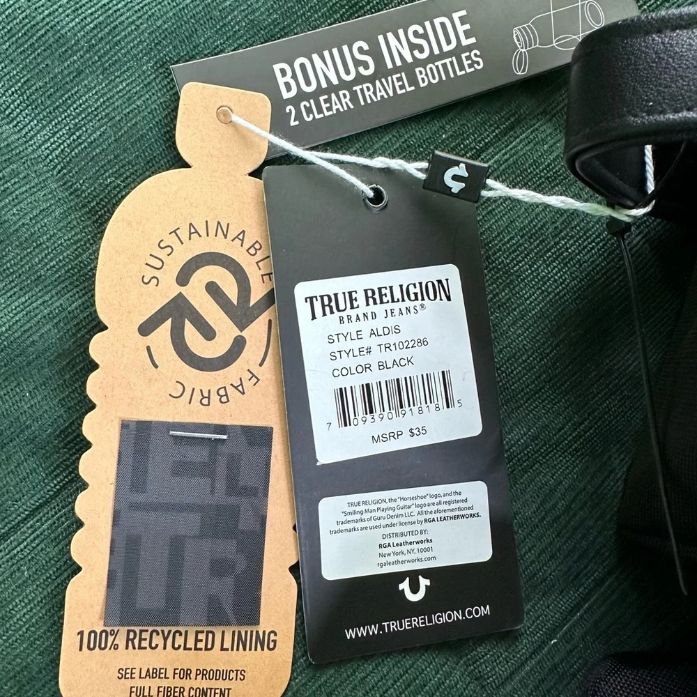 True Religion Black Belt Bag for Men